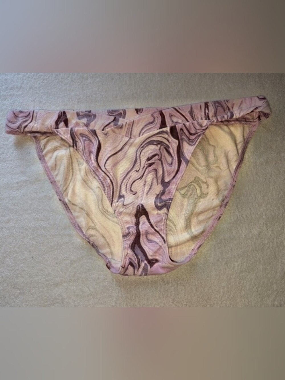 PINK Victoria's Secret Purple Marble String Bikini Panties XXL NEW